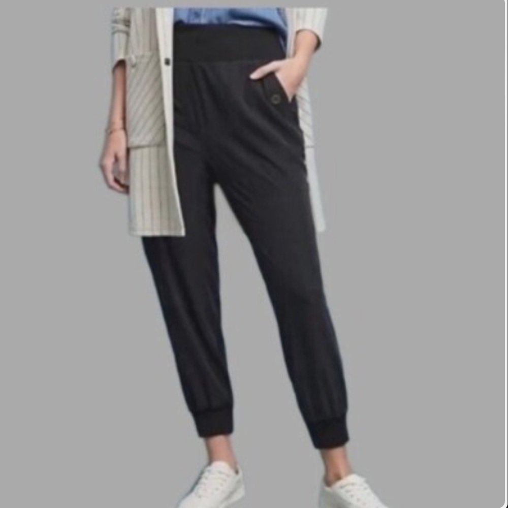 Anthropologie Maeve Cicerone Cargo Utility Joggers Black Athleisure-Medium